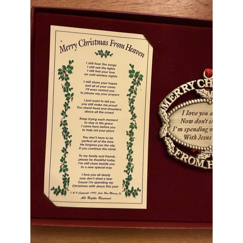 Merry Christmas From Heaven Pewter Ornament, Loved One Memorial Tree Decoration‎